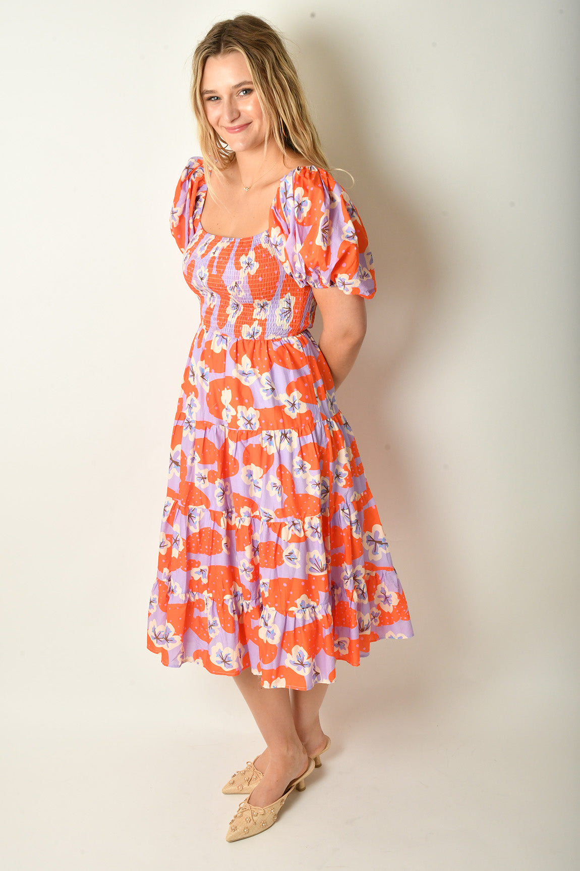 FLORAL PRINT MIDI DRESS