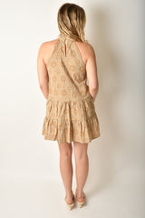 EMBROIDERED HALTER NECK