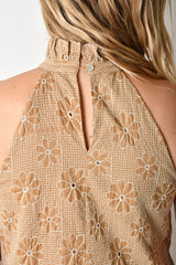 EMBROIDERED HALTER NECK