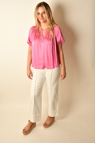 SPLIT V-NECK HALF SLEEVE + color