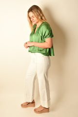 SPLIT V-NECK HALF SLEEVE + color