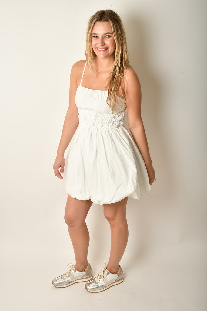 BUBBLE HEM MINI DRESS
