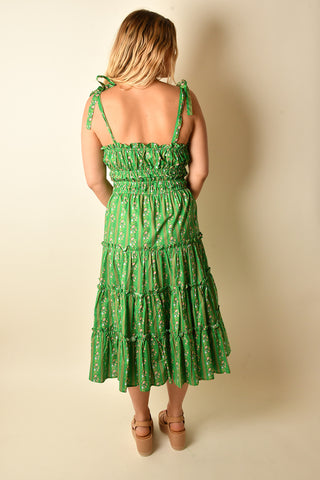 EMERALD BLOOM MIDI DRESS