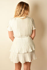 PLEATED TIERED MINI DRESS