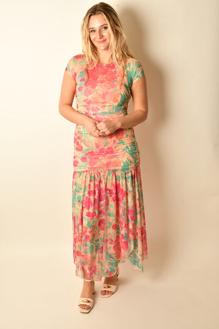 AGNES FLORAL MESH MAXI DRESS