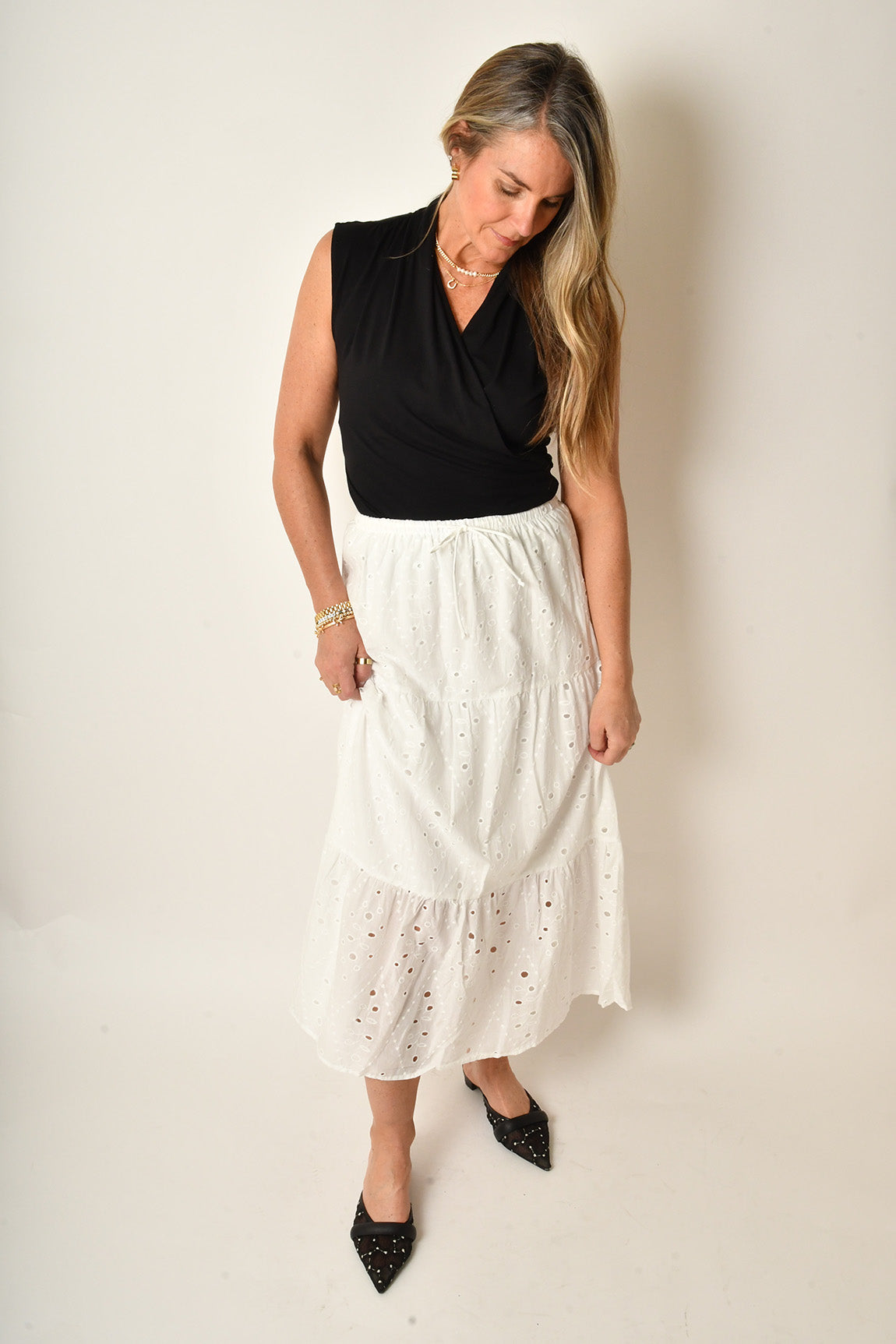 EMB EYELET MAXI SKIRT
