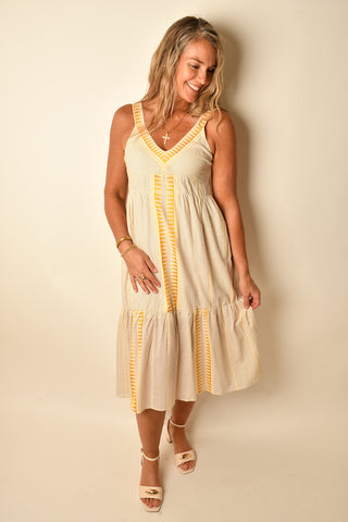 TRIBAL STRIPE MIDI DRESS