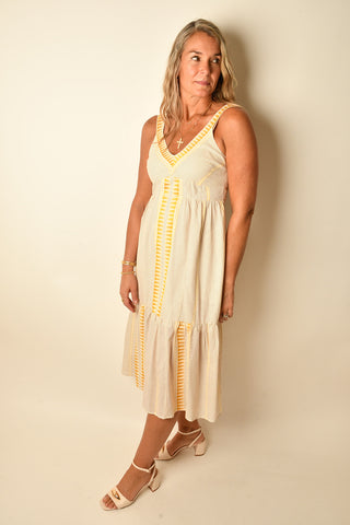 TRIBAL STRIPE MIDI DRESS