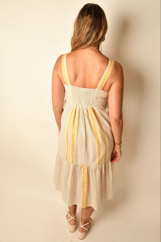 TRIBAL STRIPE MIDI DRESS