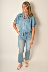 HALF SLEEVE SHIRRED BLOUSE