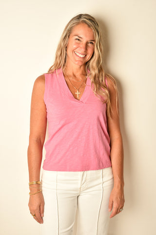 ESSENTIAL HEATHERED V-NECK TANK