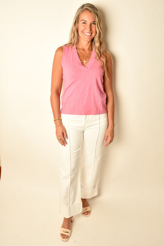 ESSENTIAL HEATHER V-NECK TANK