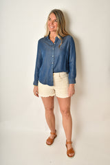 ROLLED SLEEVE CHAMBRAY SHIRT