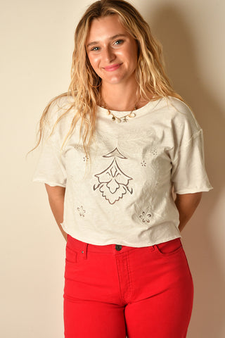 EMBROIDERED COTTON SLUB TEE