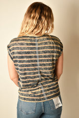WASHED STRIPED POCKET TEE