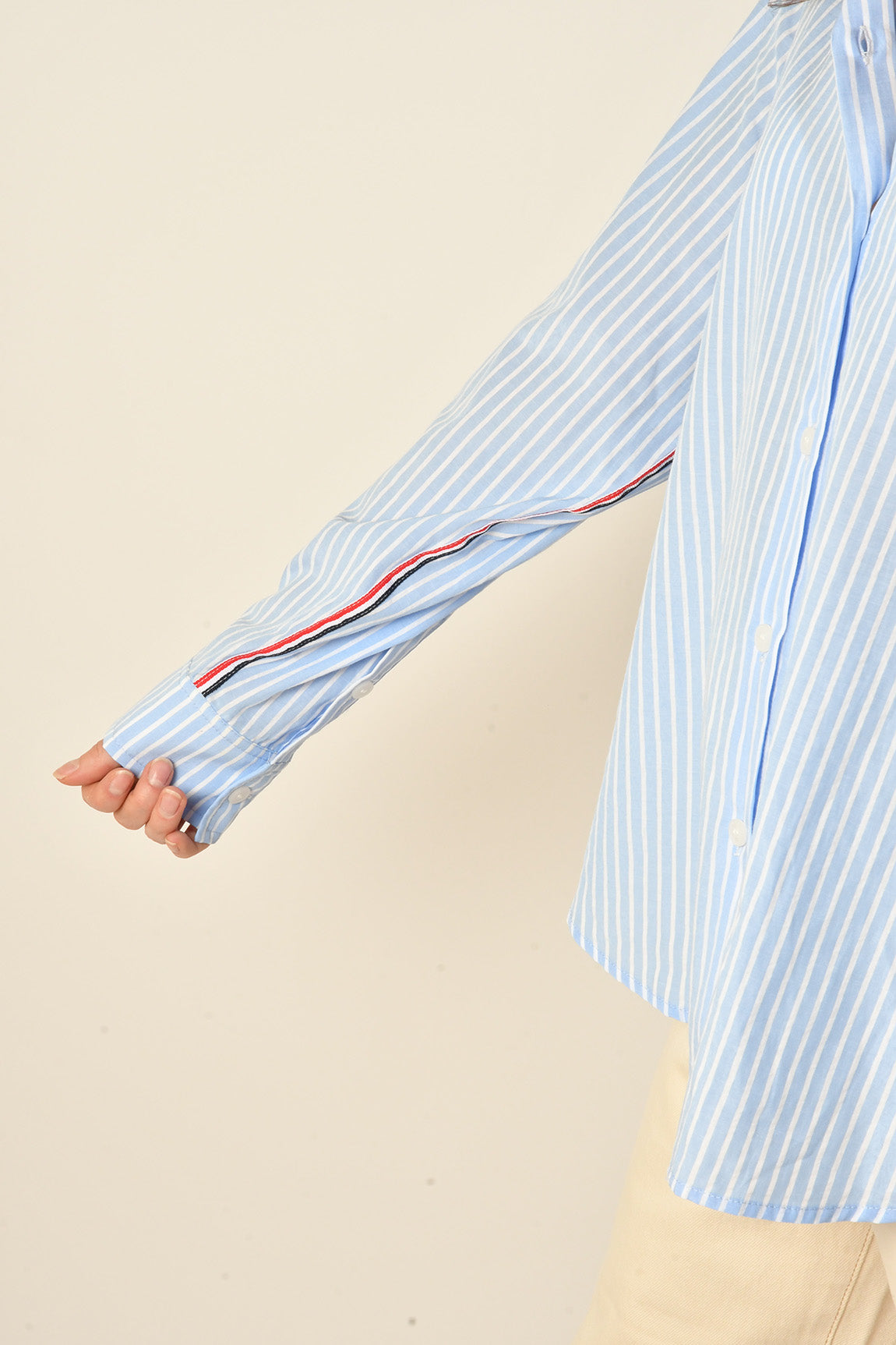 STRIPE TWILL TAPE DETAIL BLOUSE