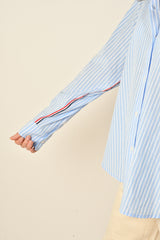 STRIPE TWILL TAPE DETAIL BLOUSE