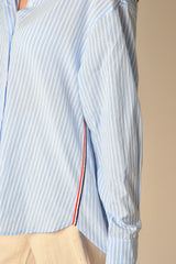 STRIPE TWILL TAPE DETAIL BLOUSE