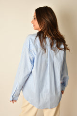 STRIPE TWILL TAPE DETAIL BLOUSE