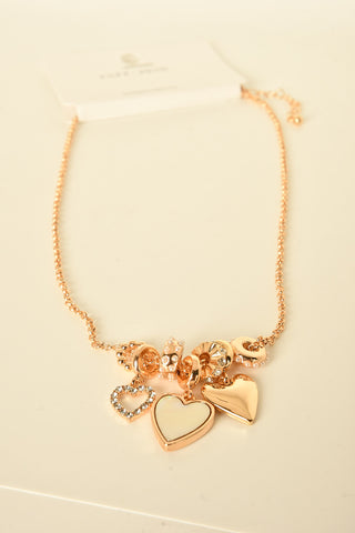 GOLD TRIPLE HEART CHARM NECKLACE