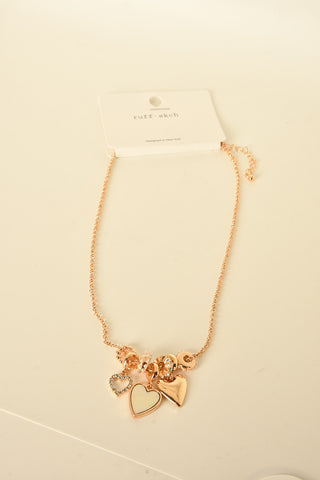 GOLD TRIPLE HEART CHARM NECKLACE