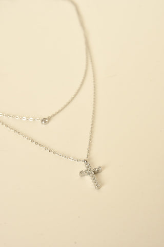 DOUBLE LAYER CROSS NECKLACE