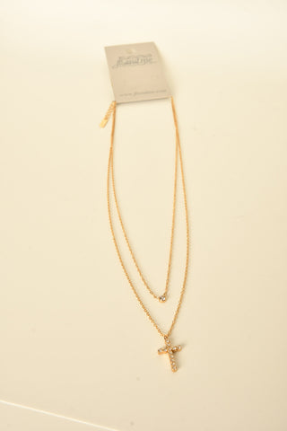 DOUBLE LAYER CROSS NECKLACE