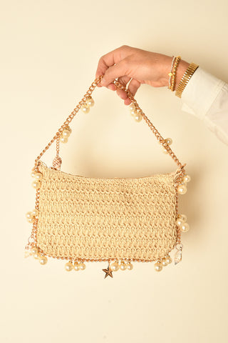 STEPH STRAW EVENING BAG