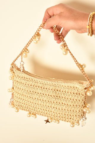 STEPH STRAW EVENING BAG