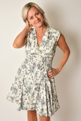 FRENCH FLORAL ZIP DRESS