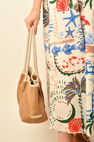 NOVA RAFFIA SMALL SHOULDER TOTE