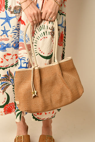 NOVA RAFFIA SMALL SHOULDER TOTE