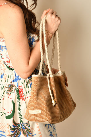 NOVA RAFFIA SMALL SHOULDER TOTE