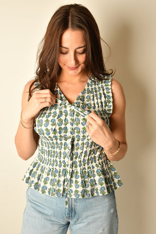 FLORAL SMOCKED BLOUSE