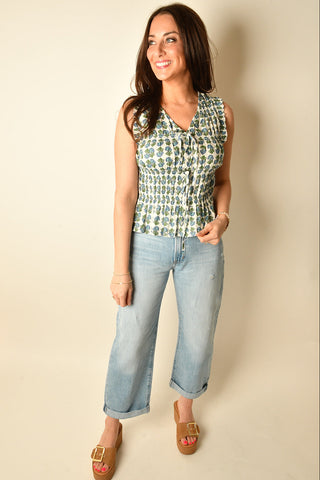 FLORAL SMOCKED BLOUSE
