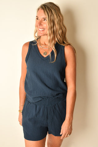 V-NECK RAW EDGE TANK