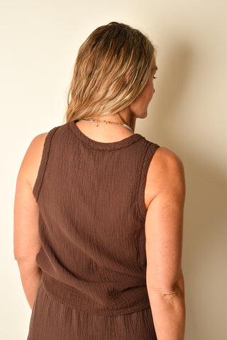 V-NECK RAW EDGE TANK