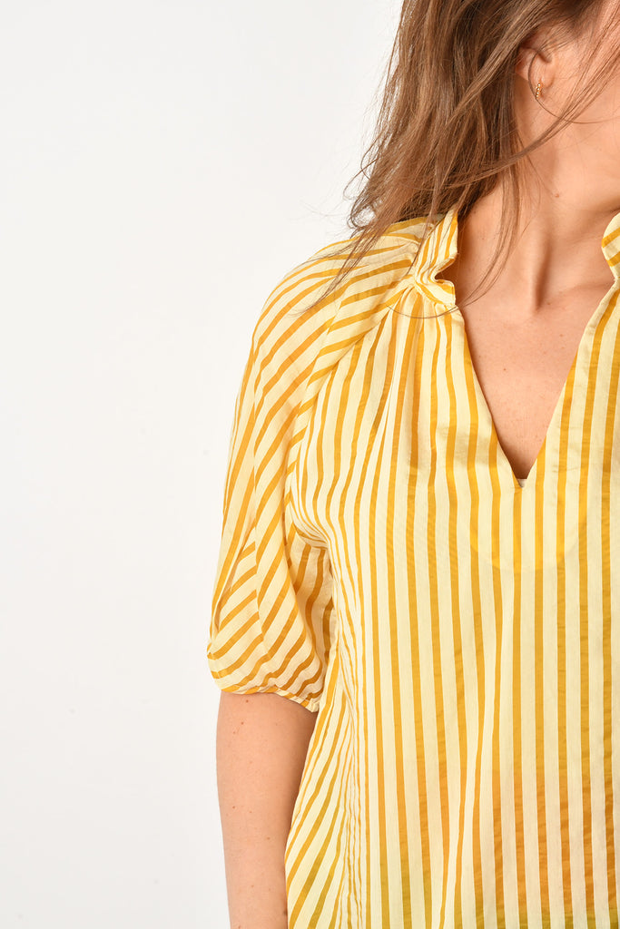 STRIPE PUFF SLEEVE TOP