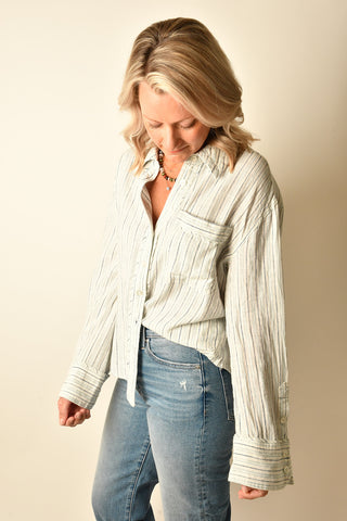 STRIPE LINEN LAUREL BUTTON DOWN