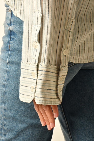 STRIPE LINEN LAUREL BUTTON DOWN