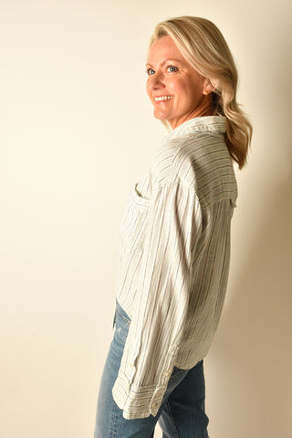 STRIPE LINEN LAUREL BUTTON DOWN