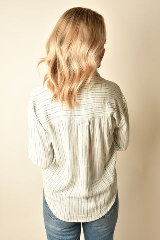 STRIPE LINEN LAUREL BUTTON DOWN