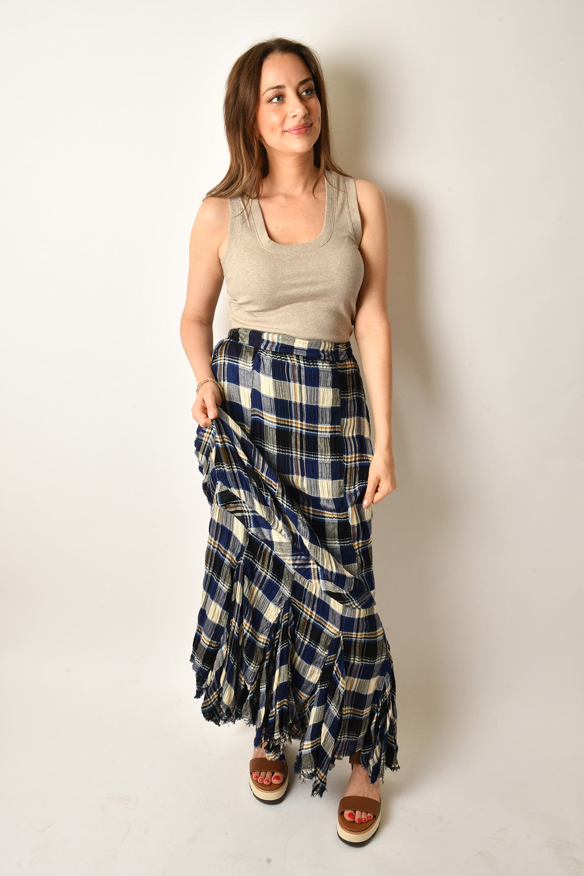 BORDEUAX PLAID SKIRT