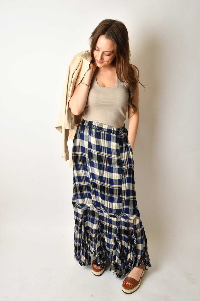 BORDEUAX PLAID SKIRT