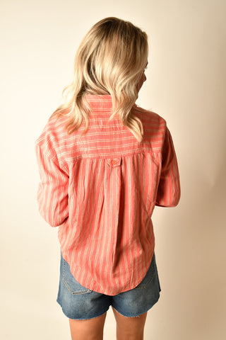 STRIPE LINEN LAUREL BUTTON DOWN