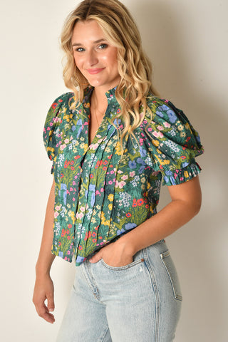 FLORAL BALLOON SLEEVE BLOUSE