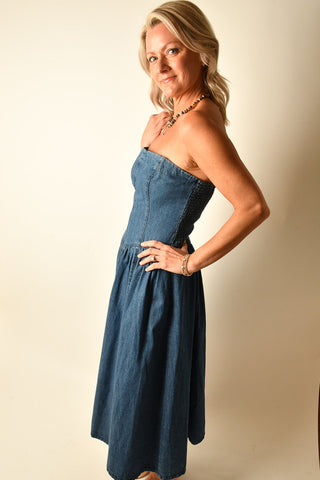 DENIM STRAPLESS DRESS