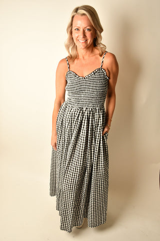 GINGHAM SMOCKING DRESS