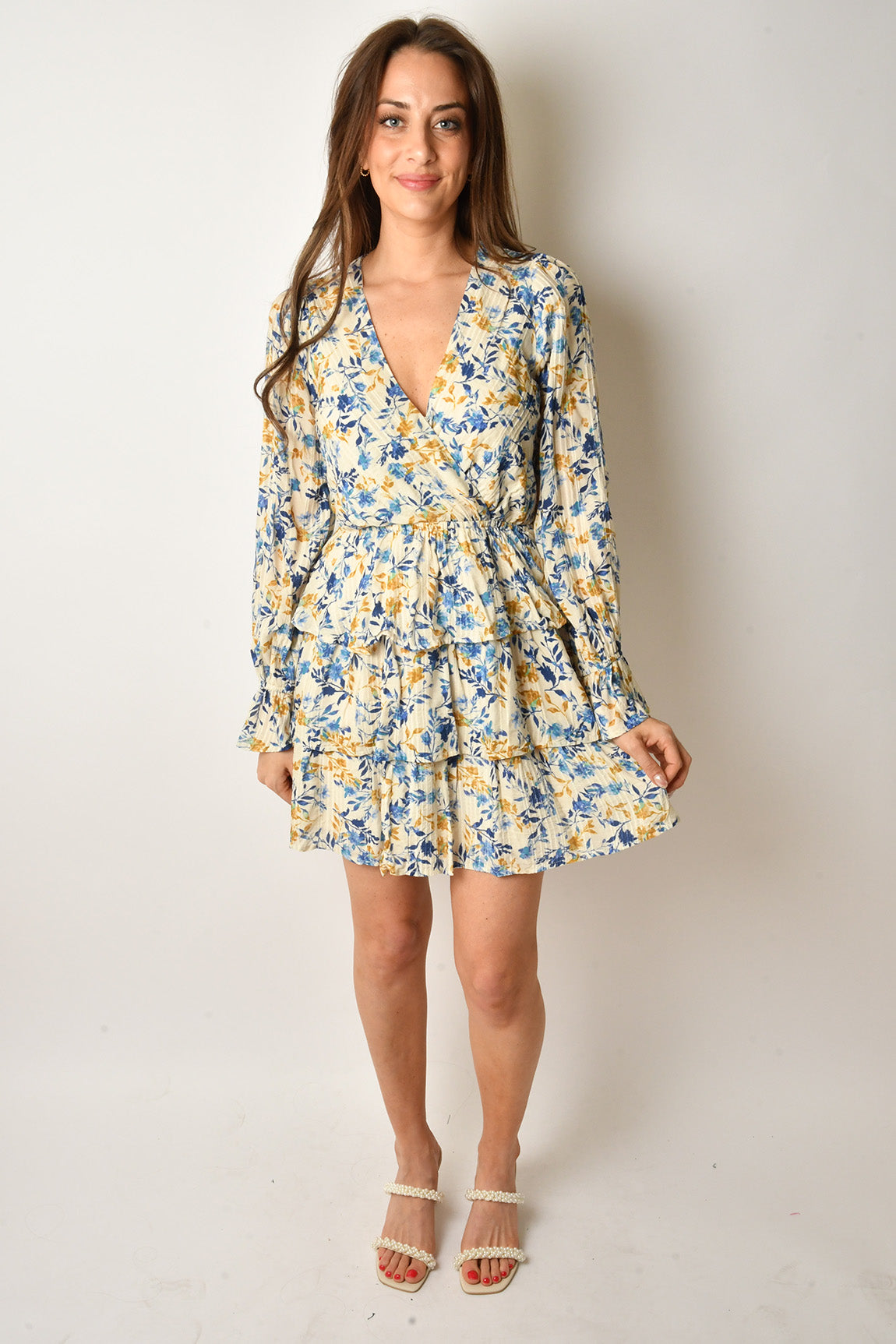 HEIRLOOMS SURPLICE MINI DRESS