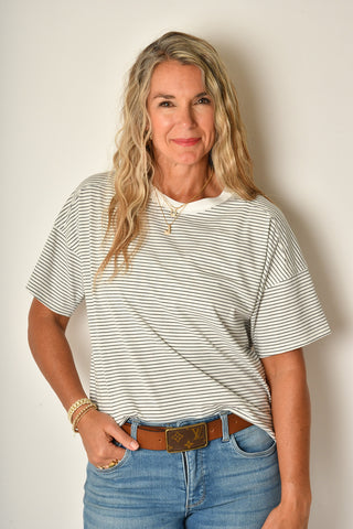 STRIPE DROP SHOULDER TEE